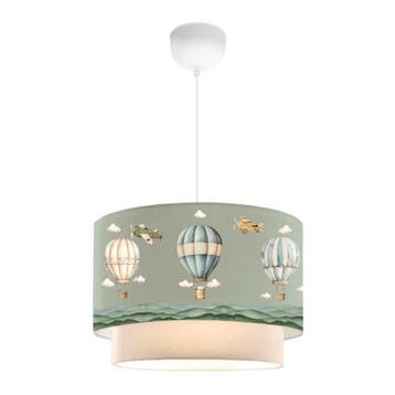Kinder hanglamp Lurgan E27 groen met heteluchtballonnen moti, Verzenden, Nieuw