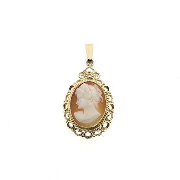 Gouden hanger met camee (Hanger of bedel), Ophalen of Verzenden, Gebruikt, Goud, Overige merken