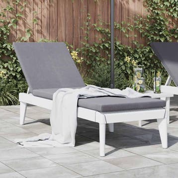 vidaXL Ligbed 186x60x29 cm polypropeen wit, Tuin en Terras, Verzenden, Nieuw