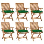 vidaXL Tuinstoelen 6 st inklapbaar met kussens massief, Verzenden, Nieuw, Hout