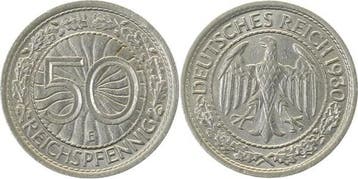 Duitsland 50 Reichspfennig 1930 E J 324 sehr selten i d E..., Verzenden