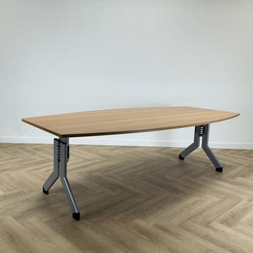 Kembo verstelbare vergadertafel 240x120 cm, beuken - grijs, Ophalen of Verzenden, Gebruikt, Bureau