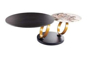 Design Salontafel DANCING RINGS Zwart Ronde Draaibaar, Ophalen of Verzenden, Nieuw