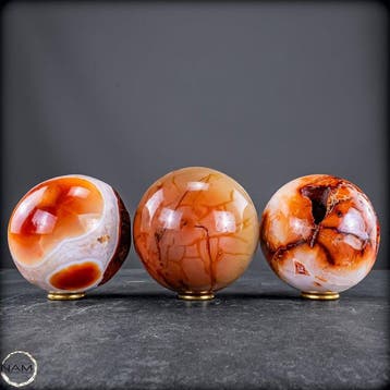 Natuurlijke carneool-kogels – Expressief driedelig set met