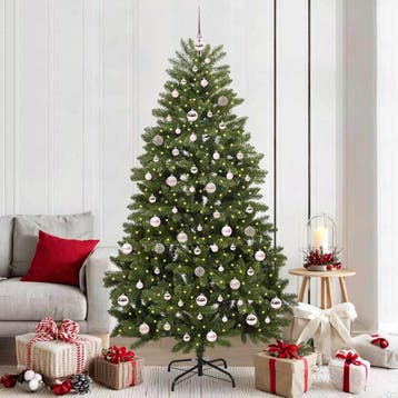 vidaXL Kunstkerstboom 210 cm 300 LEDs Warmwit PVC en staal, Verzenden, Nieuw