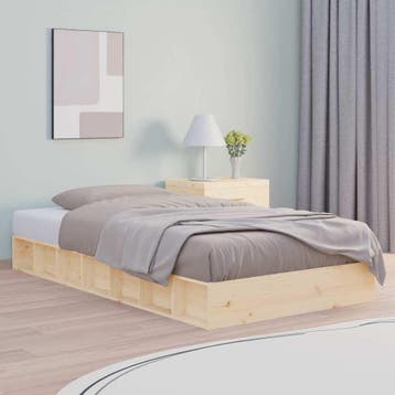 vidaXL Bedframe massief hout 75x190 cm, Eenpersoons, Bruin, Verzenden, Nieuw