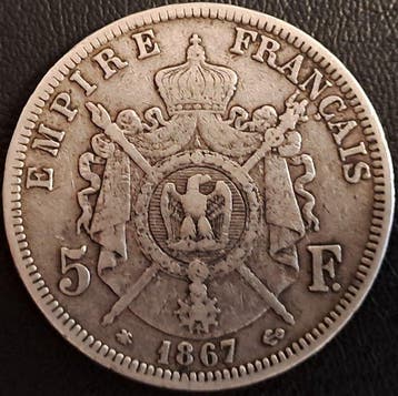 Frankrijk. Napoléon III. 5 Francs 1867-A, Paris (Zonder