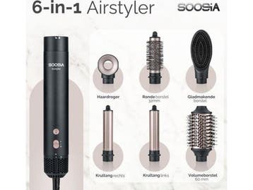 Soosia 6-in-1 Airstyler - Föhn & Krultang - Auto-Wrap, Verzenden, Nieuw