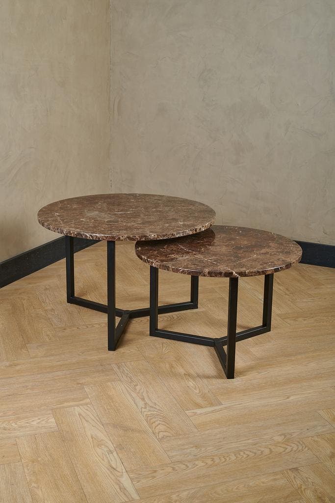 Marmeren salontafels | bruin marmer | DIVERSE MATEN, Huis en Inrichting, Tafels | Salontafels, 50 tot 100 cm, Rond, Nieuw, Metaal