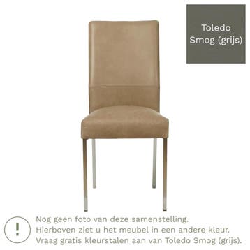 Leren eetkamerstoel Real - Toledo Smog (grijs) - Poten, Huis en Inrichting, Nieuw, Ophalen of Verzenden, Industrieel, Modern, Leer