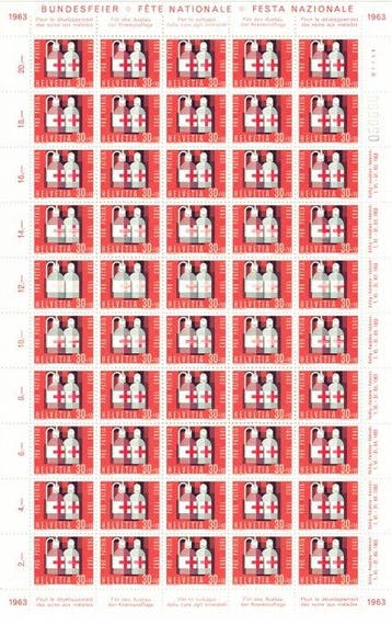 Zwitserland 1963 - 1963 Pro Patria met proefdruk van de rode, Gestempeld