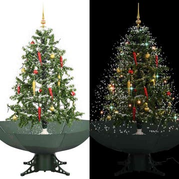 vidaXL Kerstboom sneeuwend met paraplubasis 140 cm groen, Diversen, Verzenden, Nieuw