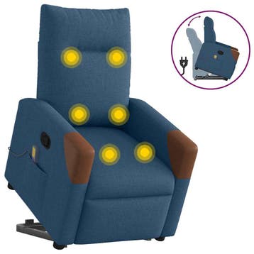 vidaXL Sta-op-massagestoel verstelbaar stof blauw, Huis en Inrichting, Fauteuils, Verzenden, Nieuw