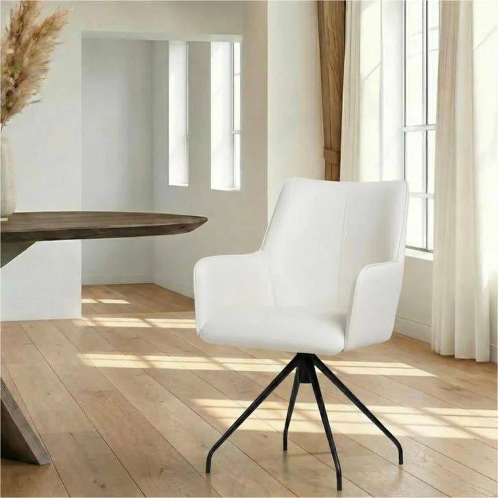 Leren draaibare eetkamerstoel Wave - Toledo Purewhite (wit), Huis en Inrichting, Stoelen, Nieuw, Leer, Ophalen of Verzenden