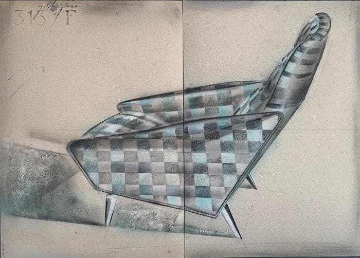 Italiaanse school (XX) - Prospettiva della poltrona “Distex”, Antiek en Kunst, Kunst | Designobjecten