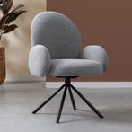 *WOONWINKEL* Ronde Stoel Met Armleuningen Grijs, Verzenden, Nieuw, Grijs, Stof