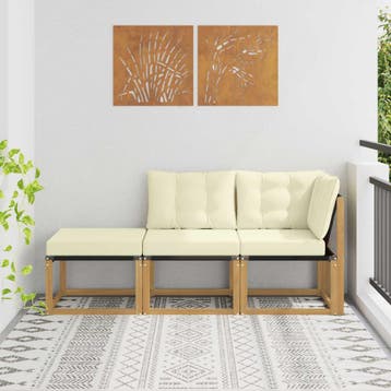vidaXL 3 st Sectie Sofa Eenheden Massief acaciahout en, Verzenden, Nieuw, 3 zitplaatsen
