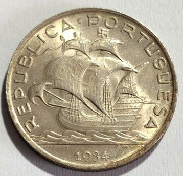 Portugal. Republic. 5 Escudos -1934 (Zonder minimumprijs)