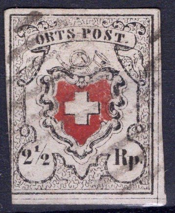 Zwitserland 1850 - Correios Federais, 2 1/2 r. ORTS POST -, Gestempeld