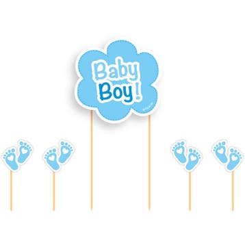 Taart Topper Set Geboorte Baby Boy, Ophalen of Verzenden, Nieuw