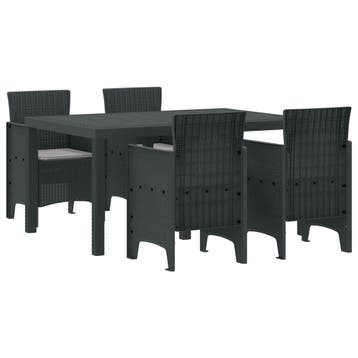 vidaXL Tuin Eetset 5 st Antraciet Polt riet, Verzenden, Nieuw, 5 zitplaatsen