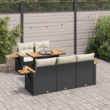 vidaXL 6-delige Loungeset met kussens poly rattan acacia, Verzenden, Nieuw, Loungeset
