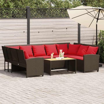 vidaXL Tuinbank met kussens poly rattan bruin, Verzenden, Nieuw