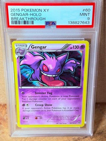 Pokémon - 1 Graded card - Gengar 60/162 Foil, Holo - PSA 9 -, Nieuw