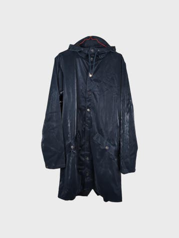 RAINS Lange jas Heren maat M Marineblauw Vintage, RAINS, Ophalen of Verzenden, Zo goed als nieuw, Maat 48/50 (M)