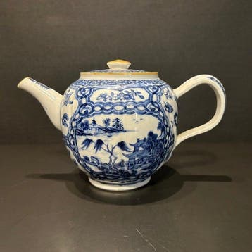 Theepot - Porselein - blauwwit Qianlong theepot, Antiek en Kunst