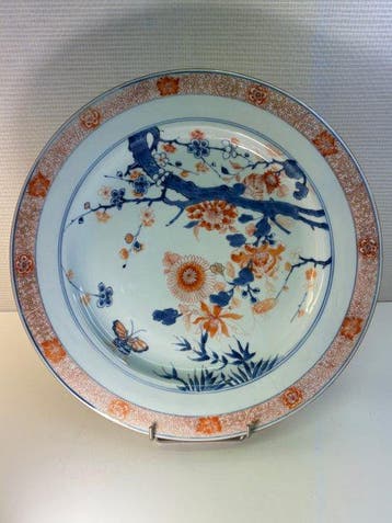 Bord - Grande assiette Chine Qing Kangxi - poircelaine -