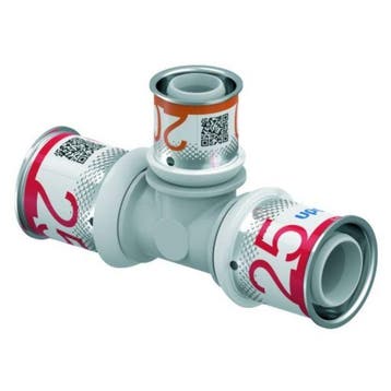 Uponor S-Press Plus PPSU perskoppeling Ø25x20x25 T-stuk, Verzenden, Nieuw
