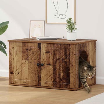 vidaXL Kattenhuis Oud hout 85 x 55 x 50,5 cm Bewerkt hout, Dieren en Toebehoren, Verzenden, Nieuw