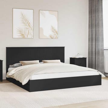vidaXL Opslag bed met hoofdeinde Zwart 200 x 200 cm Bewerkt, Huis en Inrichting, Slaapkamer | Bedden, Verzenden, Nieuw, Zwart