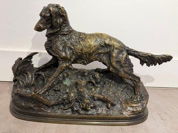 Daprès Pierre-Jules Mêne (1810-1879) - sculptuur, Épagneul, Antiek en Kunst