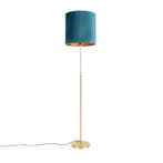 Vloerlamp goud/messing met velours kap blauw 40/40 cm -, Verzenden, Nieuw, Classic-antique