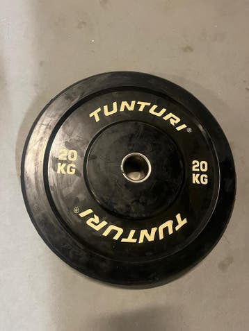 Tunturi Platinum Halterschijf 20kg – Bumper Plate, Sport en Fitness, Fitnessmaterialen, Ophalen, Nieuw, Benen, Halterschijven
