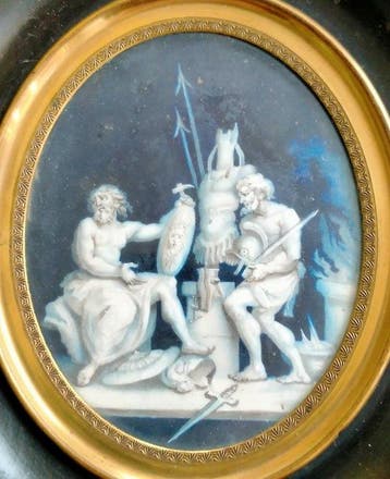 Empirelijst met miniatuurmedaillon en grisailleprent - Lijst
