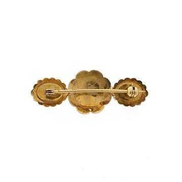 Vintage gouden broche met carneool, Gebruikt, Ophalen of Verzenden, Met edelsteen, Goud