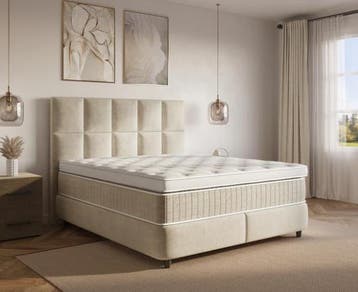 Neroli Boxspring met Opbergruimte Beige - Meerder afmetingen, Beige, Overige maten, Overige maten, Nieuw