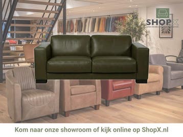 Leren bank Clear - 2,5 zits - Granada Moss (olijf/groen) -, Huis en Inrichting, Banken | Bankstellen, Bohemian, Eigentijds, Modern, Retro, Vintage