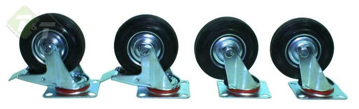 2x Zwenkwiel En 2x Zwenkwiel Met Rem - 125 Mm - Draagvermoge, Doe-het-zelf en Verbouw, Zwenkwielen, Nieuw, Ophalen of Verzenden
