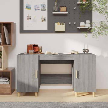 vidaXL Bureau 140x50x75 cm bewerkt hout grijs sonoma, Huis en Inrichting, Verzenden, Nieuw