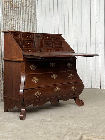 Bureau - klepbureau, buro, secretaire, bureau - Eiken hout -