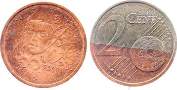 2 Cent Fehlpraegung Frankreich 2003 falsch plattiert, Verzenden