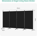 2dekans | Angel Woonkamerverdeler - Zwart - 324 x 169 cm -, Huis en Inrichting, Woonaccessoires | Kamerschermen, Ophalen of Verzenden