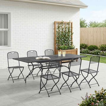 vidaXL Tuin eettafelset 7 pcs Antracietkleurig 212 x 90 x 76, Verzenden, Nieuw, 7 zitplaatsen