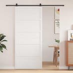 vidaXL Schuifdeur Wit 100 x 2,5 x 208 cm Massief grenenhout, Doe-het-zelf en Verbouw, Deuren en Horren, Verzenden, Nieuw