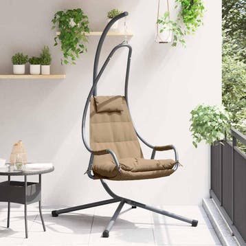 vidaXL Hangende ei-stoel Staal 94 x 107 x 196,5 cm Taupe, Verzenden, Nieuw, Metaal