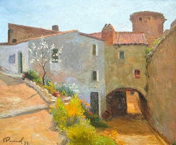 École postimpressionniste catalane (c.1950) - Village aux